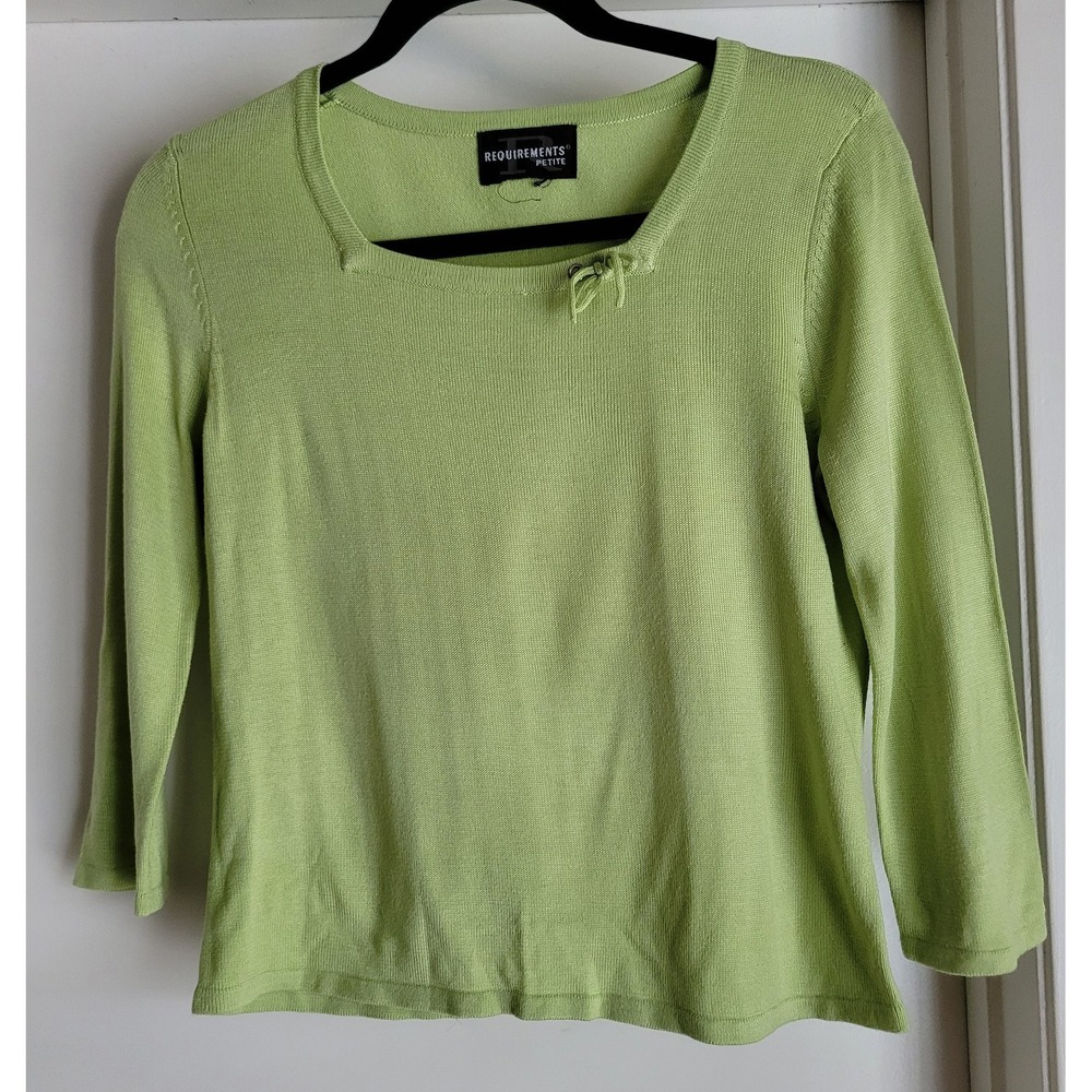 Requirements Petite Womens Sweater Green Pullover Knit